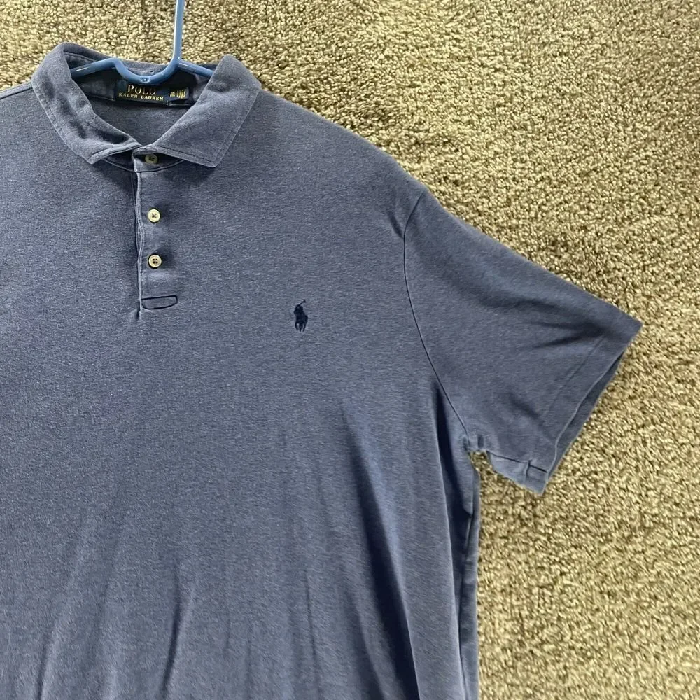 Polo Ralph Lauren Polo Shirt Mens 2XL‎ XXL Blue Rugby Pony Casual Cotton Logo